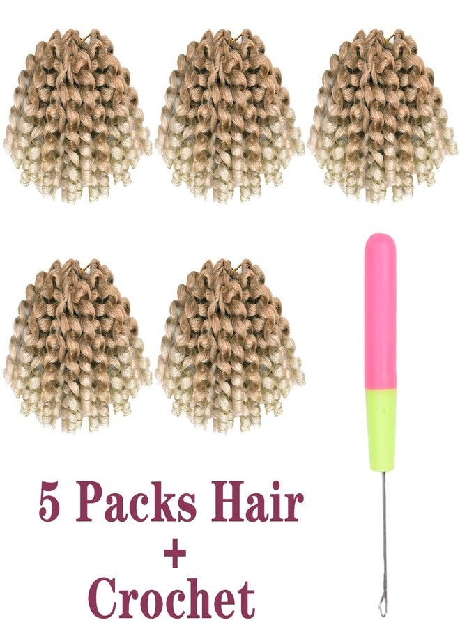 Luoyudu Wand Curl Crochet Hair,8 Inch 80g/pcs Ombre Wand Curl Crochet Hair for Black Women 5 Packs Jamaican Bounce Braiding Hair (5pcs,P27/613) - Image 3